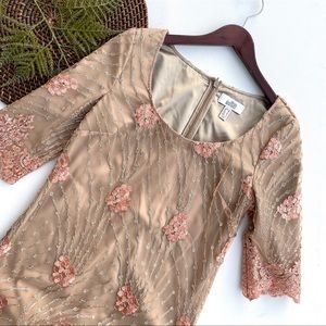 Badgley Mischka Belle Womens Dress Sheath Floral Mesh Embroidered Cocktail 8